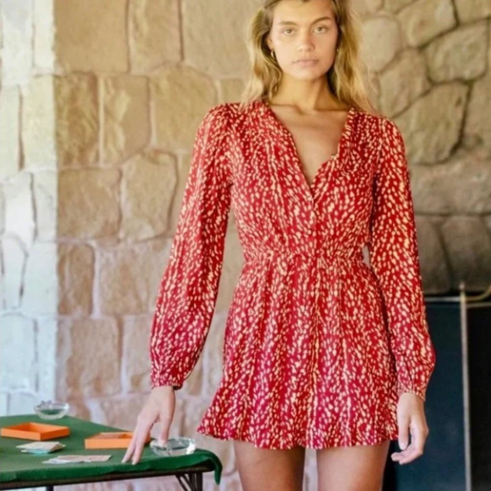 XIX PALMS Nairobi Terrace Long Sleeve Red Mini Dress / Size L